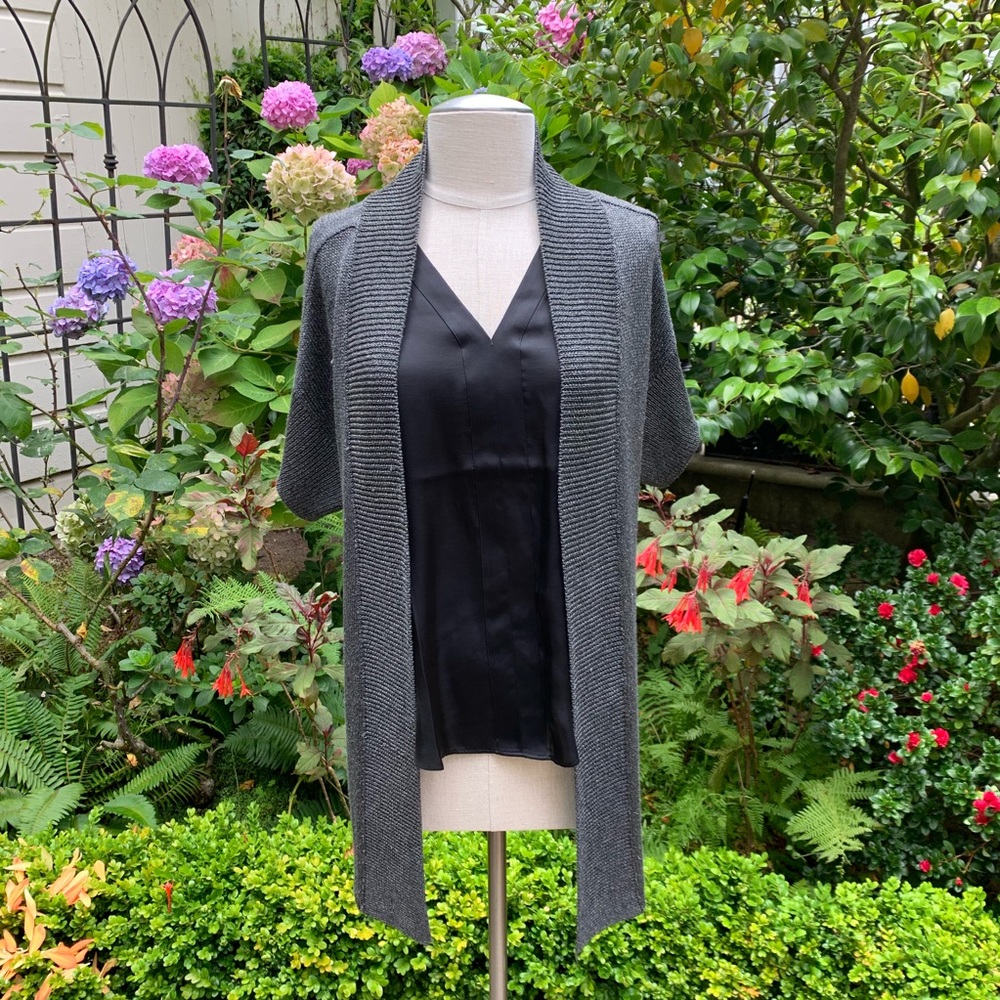 *SOLD* Banana Republic Heritage Metallic Open Cardigan Gray Sz S - Picture 1 of 8